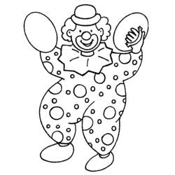 Dibujo de Payaso con traje de lunares y brazos levantados para colorear