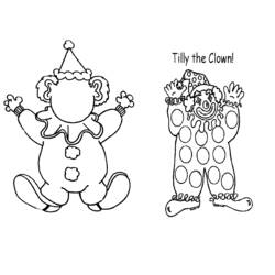 Dibujo de Payaso con traje de lunares y payaso de gorro puntiagudo para colorear