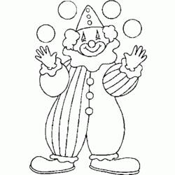 Dibujo de Payaso haciendo malabares con cuatro pelotas para colorear