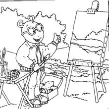 Dibujo de Pintor pintando un paisaje al aire libre para colorear Dibujo de Pintor pintando un paisaje al aire libre para colorear