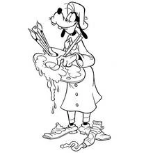 Dibujo de Pintor Goofy sosteniendo su paleta para colorear Dibujo de Pintor Goofy sosteniendo su paleta para colorear