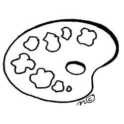 Dibujo de Paleta de pintor con manchas de pintura para colorear Dibujo de Paleta de pintor con manchas de pintura para colorear
