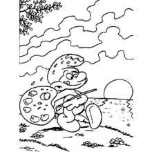 Dibujo de Pintor pitufo sosteniendo una paleta y un pincel para colorear Dibujo de Pintor pitufo sosteniendo una paleta y un pincel para colorear