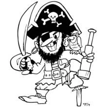 Dibujo de Pirata con espada y catalejo para colorear Dibujo de Pirata con espada y catalejo para colorear