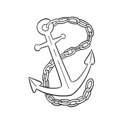 Dibujo de Pirata ancla marina rodeada de cadena para colorear Dibujo de Pirata ancla marina rodeada de cadena para colorear
