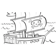 Dibujo de Barco pirata navegando sobre las olas para colorear Dibujo de Barco pirata navegando sobre las olas para colorear