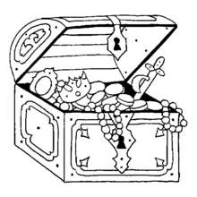 Dibujo de Pirata cofre del tesoro lleno de joyas para colorear Dibujo de Pirata cofre del tesoro lleno de joyas para colorear
