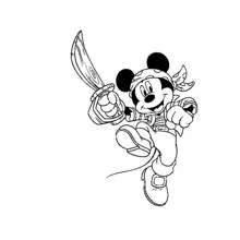 Dibujo de Mickey Mouse pirata saltando con espada para colorear Dibujo de Mickey Mouse pirata saltando con espada para colorear
