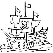 Dibujo de Pirata barco navegando sobre las olas para colorear Dibujo de Pirata barco navegando sobre las olas para colorear