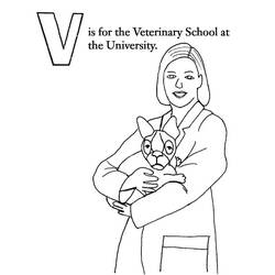 Dibujo de Veterinaria sosteniendo un perrito para colorear