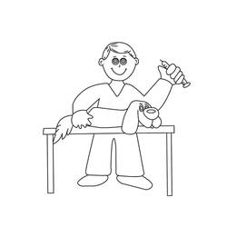 Dibujo de Veterinario poniendo una inyección a un perro para colorear
