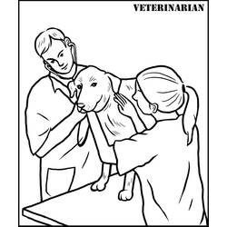Dibujo de Veterinario examinando a un perro para colorear