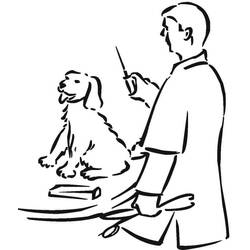 Dibujo de Veterinario aplicando una inyección a un perro para colorear