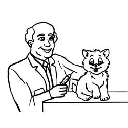 Dibujo de Veterinario aplicando una inyección a un gatito para colorear