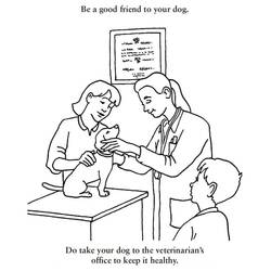 Dibujo de Veterinario examinando a un perro en una mesa para colorear