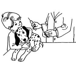Dibujo de Veterinario aplicando una inyección a un cachorro dálmata para colorear