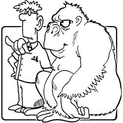 Dibujo de Veterinario examinando a un gran gorila para colorear