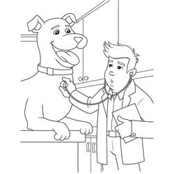 Dibujo de Veterinario examinando a un perro grande para colorear