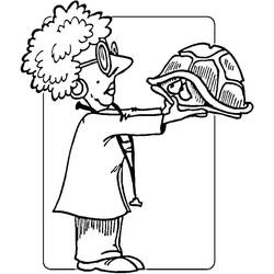 Dibujo de Veterinario examinando la boca de una tortuga para colorear