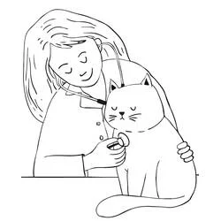 Dibujo de Veterinario examinando a un gato con estetoscopio para colorear
