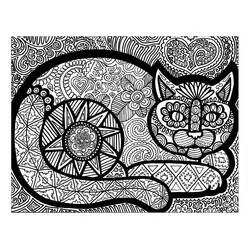Dibujo de Gato zentangle tumbado para colorear Dibujo de Gato zentangle tumbado para colorear