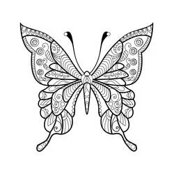 Dibujo de Mariposa con patrones zentangle en las alas para colorear Dibujo de Mariposa con patrones zentangle en las alas para colorear