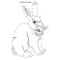 Dibujo de Conejo sentado con las orejas levantadas para colorear