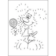 Dibujo de Personaje alegre bailando junto a una piruleta para colorear