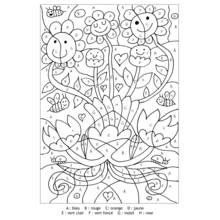 Dibujo de Flores sonrientes y abejas para colorear por letra para colorear