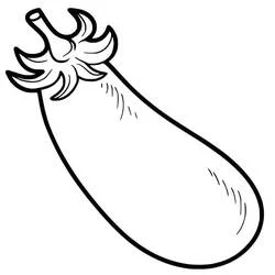Dibujo de Berenjena con tallo frondoso para colorear