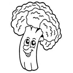 Dibujo de Brócoli con cara sonriente para colorear