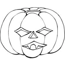Dibujo de Calabaza acostillada con ojos en rombo para colorear
