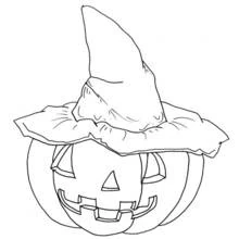 Dibujo de Calabaza con sombrero puntiagudo arrugado para colorear