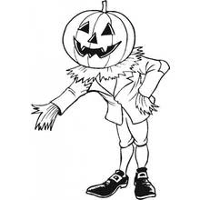 Dibujo de Calabaza con cabeza de espantapájaros para colorear