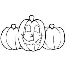Dibujo de Calabaza trío con cara tallada de Halloween para colorear Dibujo de Calabaza trío con cara tallada de Halloween para colorear