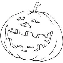 Dibujo de Calabaza con ojos rasgados y dientes irregulares para colorear