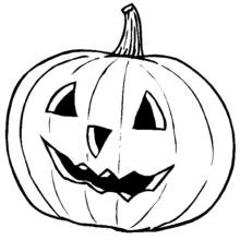 Dibujo de Calabaza tallada con cara sonriente de Halloween para colorear Dibujo de Calabaza tallada con cara sonriente de Halloween para colorear