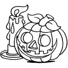 Dibujo de Calabaza sonriente con vela encendida para colorear