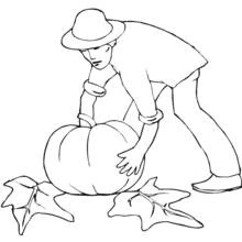 Dibujo de Calabaza recogida por un campesino para colorear