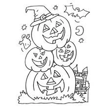 Dibujo de Calabaza apiladas de Halloween para colorear