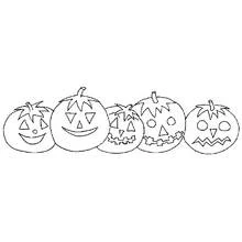 Dibujo de Calabaza fila de cinco calabazas talladas de Halloween para colorear Dibujo de Calabaza fila de cinco calabazas talladas de Halloween para colorear