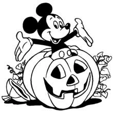 Dibujo de Mickey Mouse saliendo de una calabaza para colorear