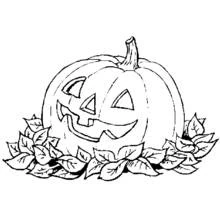 Dibujo de Calabaza tallada con cara sonriente para colorear