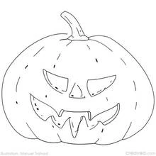 Dibujo de Calabaza tallada con cara aterradora para colorear