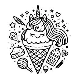 Helado de Unicornio - Dibujos para colorear gratis