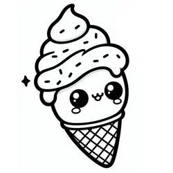 Helado Kawaii - Dibujos para colorear gratis