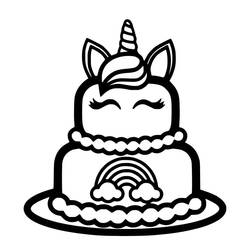 Pastel de Unicornio - Dibujos para colorear gratis