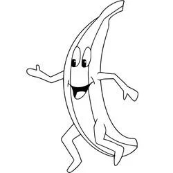 Dibujo de Plátano bailando con una gran sonrisa para colorear