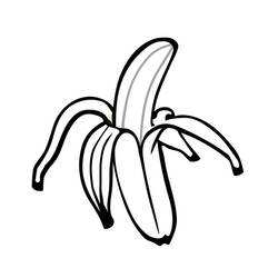Dibujo de Plátano pelado con la cáscara abierta para colorear