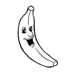 Dibujo de Plátano con cara sonriente para colorear